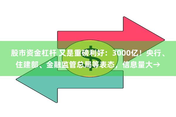 股市资金杠杆 又是重磅利好：3000亿！央行、住建部、金融监管总局等表态，信息量大→