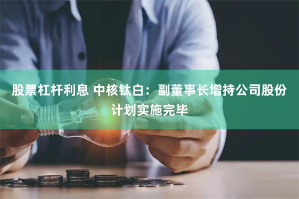 股票杠杆利息 中核钛白：副董事长增持公司股份计划实施完毕